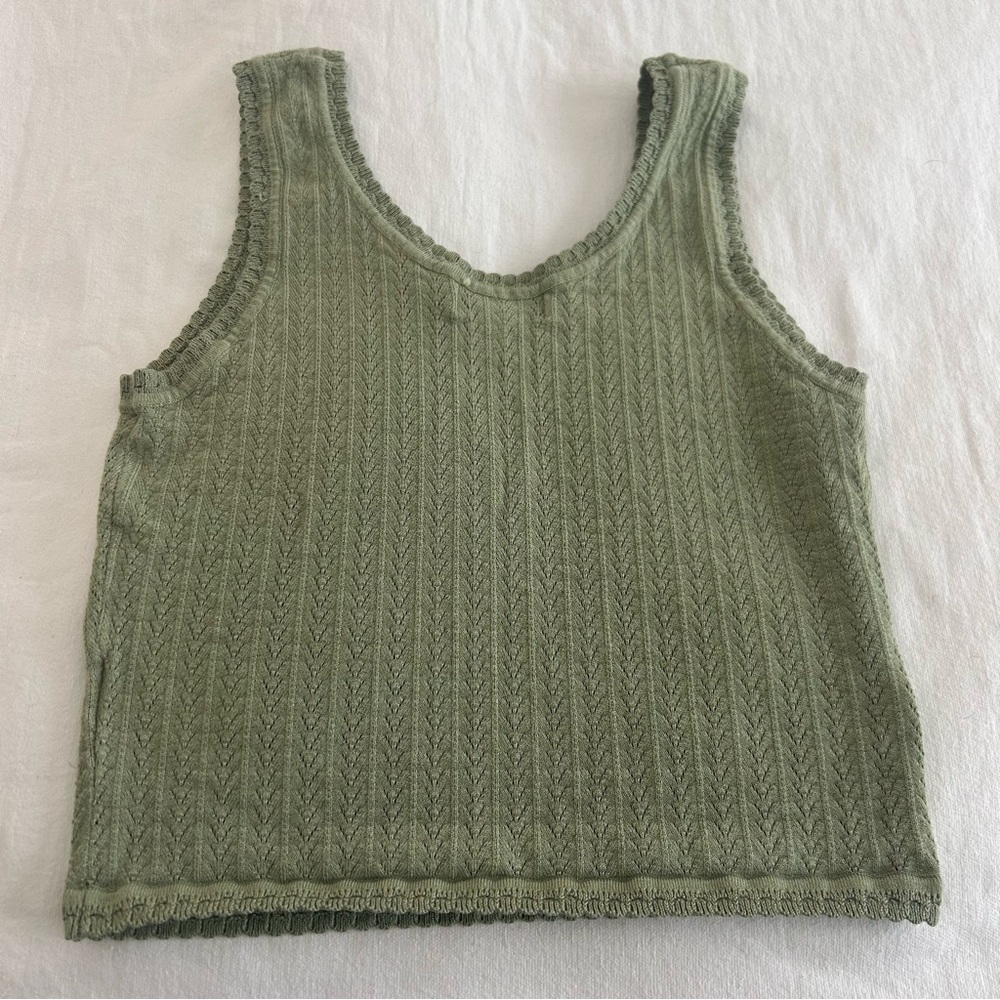 House of Harlow 1960 Sage Green Knit Crop Tank Top Women’s M - Picture 3 of 5